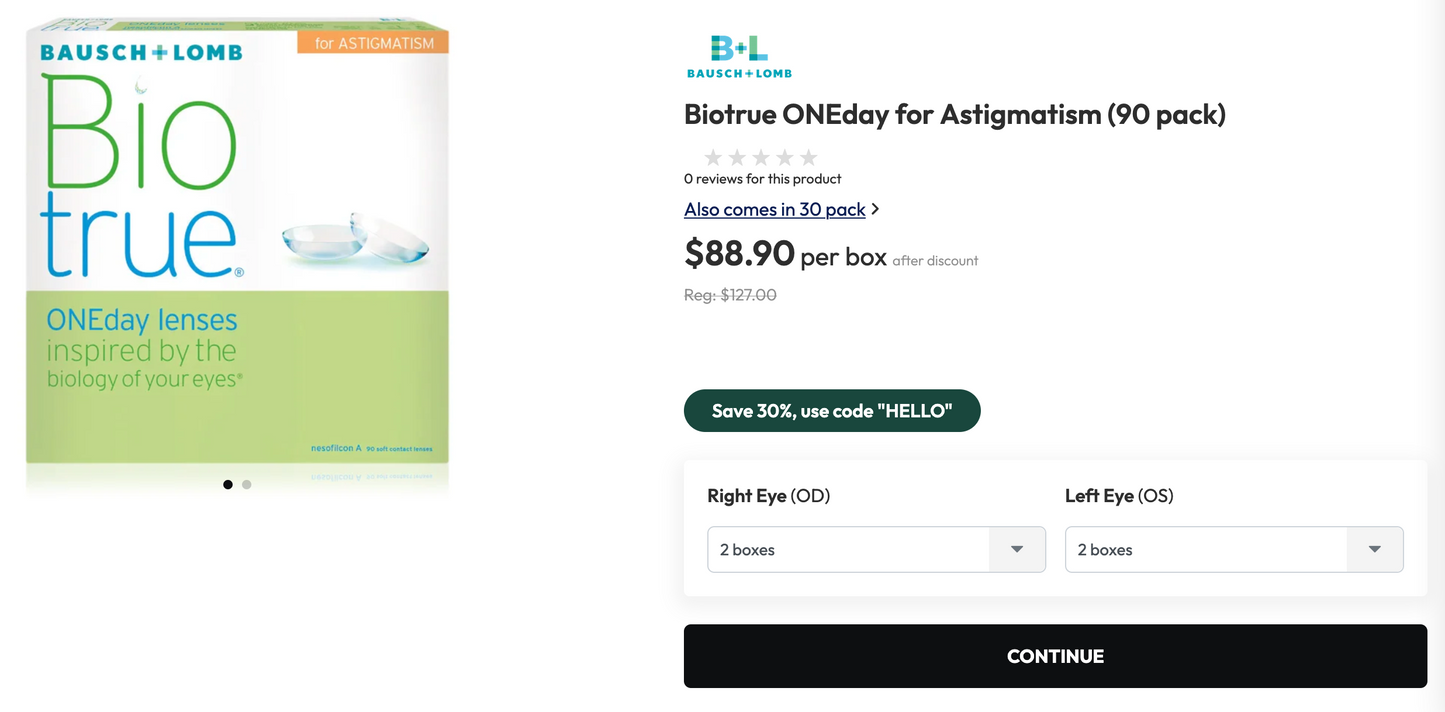 Biotrue One Day for Astigmatism